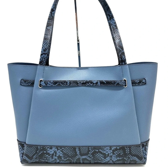 Michael Kors Reed Large Tote Bag Denim Snakeskin Blue - Picture 5 of 11